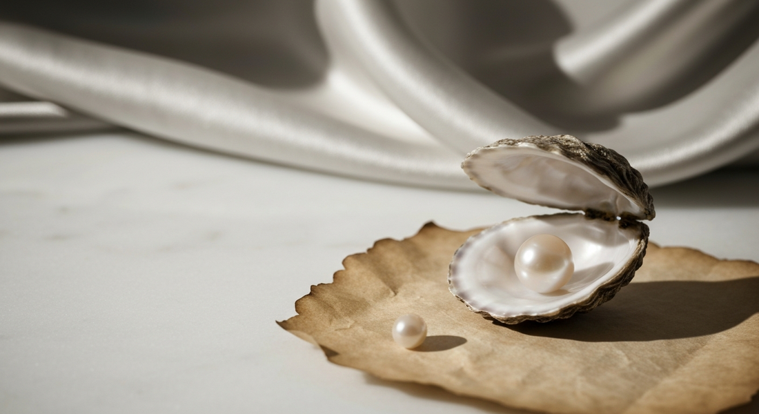 Pearl oyster revealing a cultured pearl — the origin of pearl cultivation