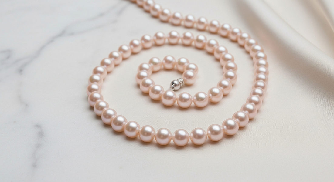 Classic Akoya pearl necklace with pink overtones — Pearls & Colors